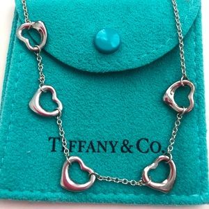 💯 Authentic Tiffany & CO. Elsa Peretti Five Hearts Necklace.